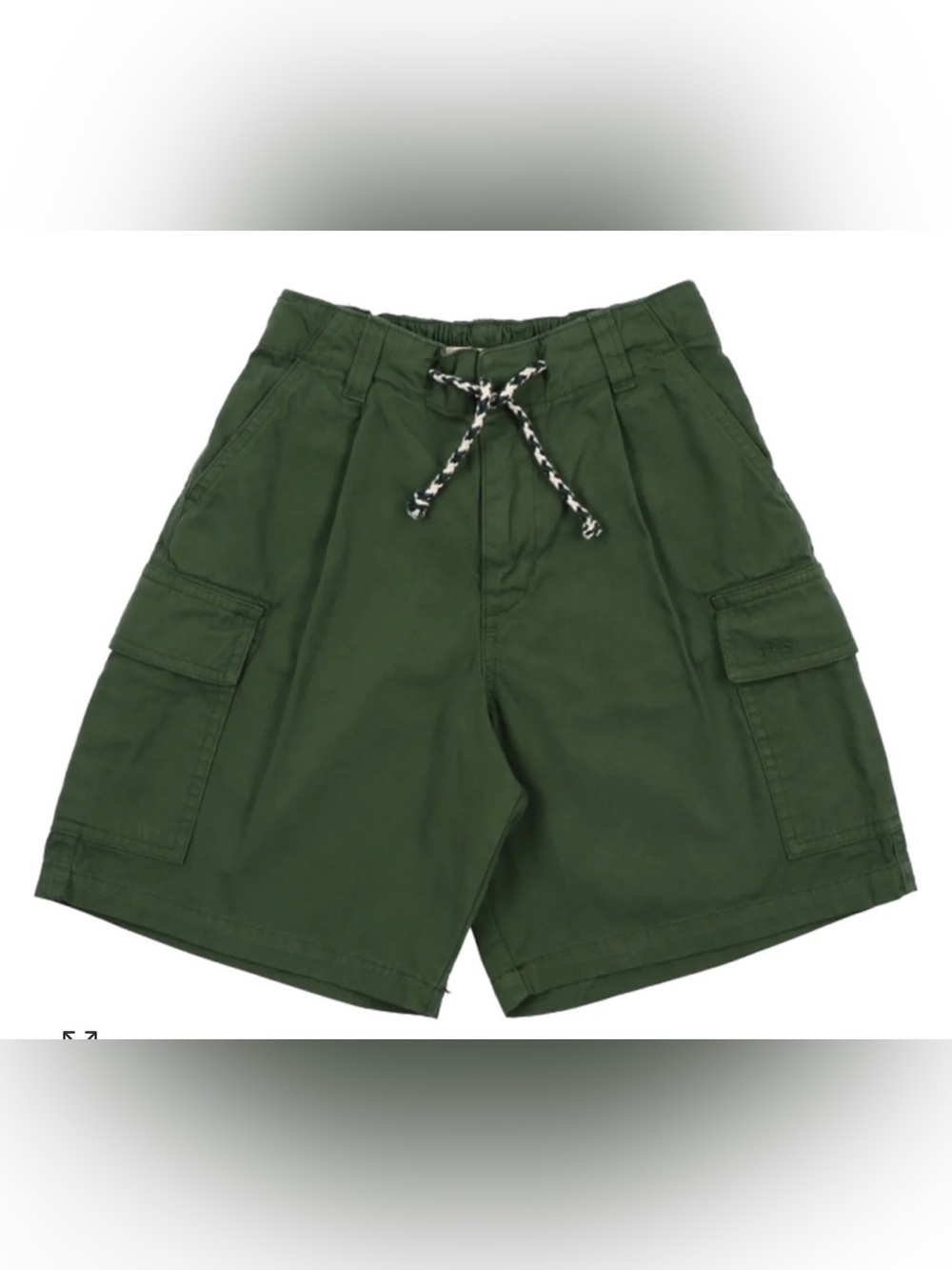 The New Society Artemis Bermuda Cargo Shorts Forest Green Organic Cotton Size 8Y
